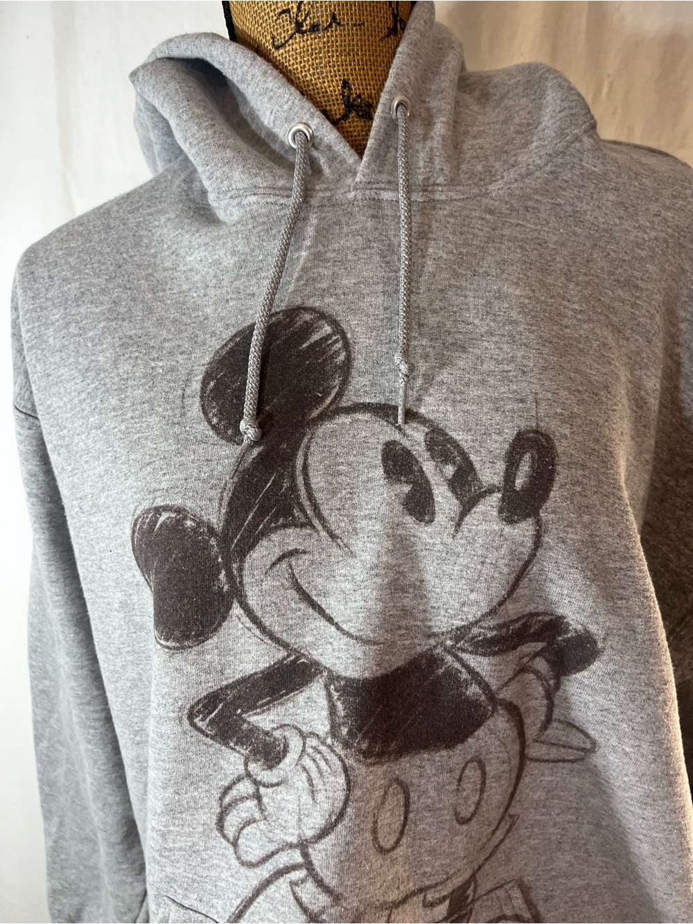 Gray Mickey Mouse Graphic Hoodie Sweatshirt women’s size L + Mickey Mouse plushy - Picture 5 of 16